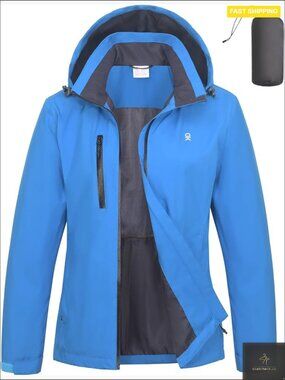Lightweight Packable Raincoat Waterproof Windbreaker Jacket Hooded 6 Pockets